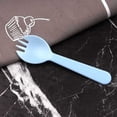 thumbnail image 1 of 100 Pcs Disposable Plastic Sporks - 4.4" Individually Wrapped Forks, 2 in 1 Forks and Spoons, Convenient Small Forks Alternative for Desserts, Yogurt, Ice Cream, Fruit, Salad & Birthday Cake (Blue), 1 of 6