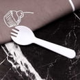 thumbnail image 1 of 100 Pcs Disposable Plastic Sporks - 4.4" Individually Wrapped Forks, 2 in 1 Forks and Spoons, Convenient Small Forks Alternative for Desserts, Yogurt, Ice Cream, Fruit, Salad & Birthday Cake (White), 1 of 6