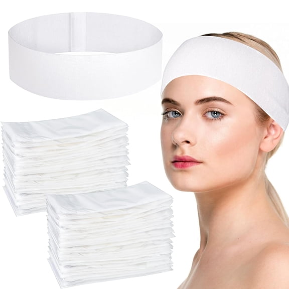 100 Pcs Disposable Spa Headband for Women, Stretch Non-woven Disposable Skincare Facials Headbands for Esthetician Supplies, Spa