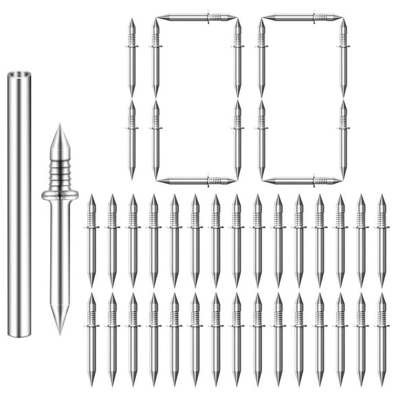 100 Pcs Double Head Skirting Nails with 1 Sleeve Tool Invisible Double-Headed Nails Screws for Solid Wood Trim Baseboard Installation (Traceless Trim Nails)