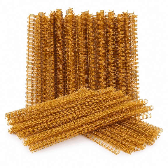100 Pcs Double Loop Wire Binding Spine 3:1 Pitch 34 Loop 6.4mm 1/4 inch Diameter 20 Sheet Capacity for A4 Paper Organization Gold