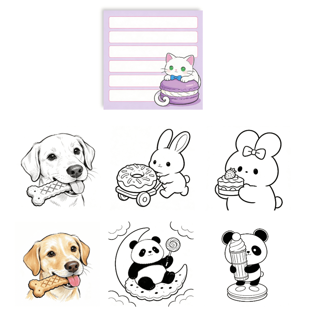 100 Pcs Double-Sided Coloring Sticky Notes: Original Unique Patterns, One Side Coloring One Side Writing