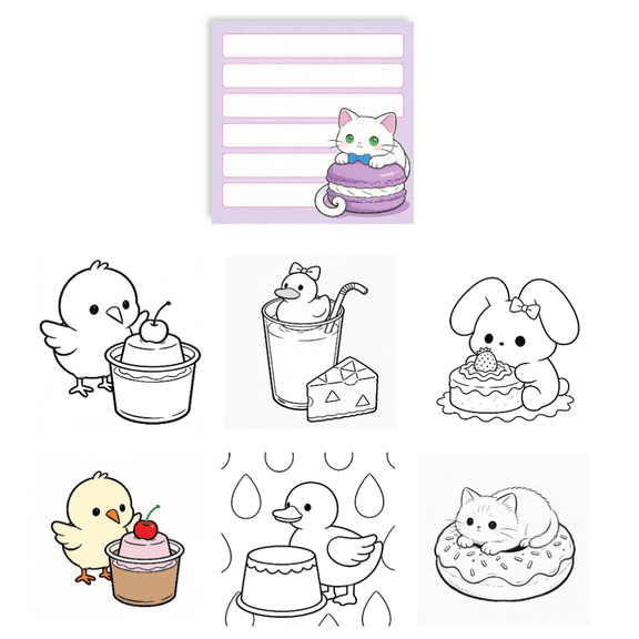 100 Pcs Double-Sided Writing & Coloring Sticky Notes: Original Unique Designs, No-Repeat Memo Pads