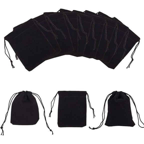 100 Pcs Drawstring Velvet Bags Velvet Pouch Velvet Jewelry Bags for Wedding Favors Christmas Party Favors Birthday Black 3.3x2.7