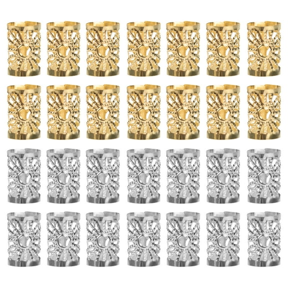 100 Pieces Dreadlock Rings Filigree Tube Hair Braiding Charms Beads for Mens Braids
