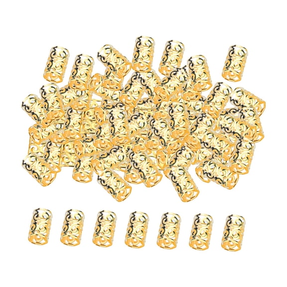 100 Pcs Dreadlocks Beads Rings Hair Accessories Hair Braid Rings Clips for Women Golden 10mmx15mm