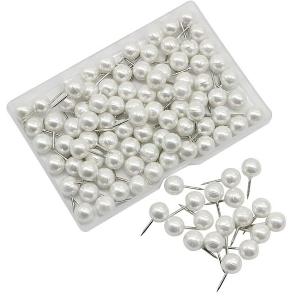 100 Pcs Dressmaking Pins,Durable Round Short Pearl Head Pins,Pearl Push Pins,Round Pearl Head Pins for DIY,Sewing,Crafts,Wedding Decorations