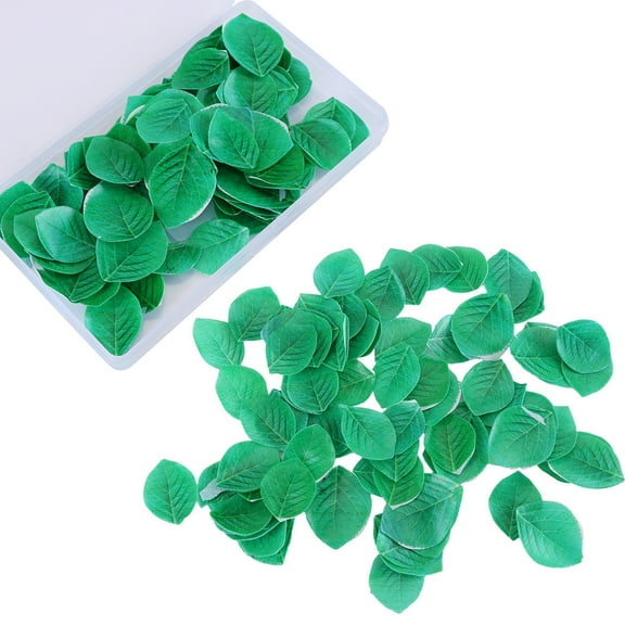100 Pcs Edible Leaf Wafer Paper Cake Toppers  Green Glutinous Rice Paper Decorations for Cupcakes, Desserts, Cold Dishes, Birthday & Holiday Party Cakes