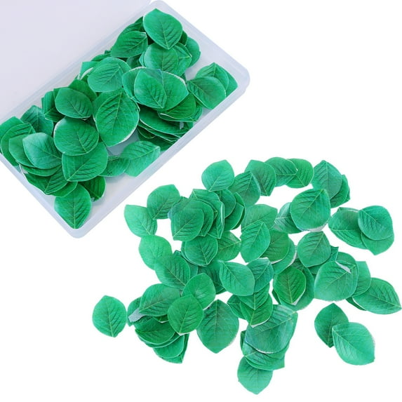 100 Pcs Edible Leaf Wafer Paper Cake Toppers – Green Glutinous Rice Paper Decorations for Cupcakes, Desserts, Cold Dishes, Birthday & Holiday Party Cakes