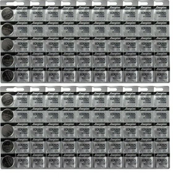 100 Pcs Energizer CR 2025 Lithium Coin Cell Watch Battery