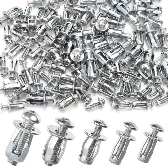 100 Pcs Expansion Screw Petal Nut, M4 M5 M6 M8 Hollow Wall Anchors Nuts Kit with Screws, Steel Drywall Anchors Jack Nuts for Sheet Metal, Gypsum Board, Thin Panels & DIY Projects