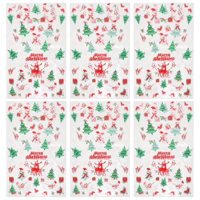 100 Pcs Exquisite Christmas Printed Food Storage Bags for Packaging
