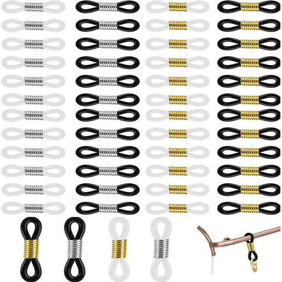 100 Pcs Eyeglass Chain Connector Tutuviw Adjustable Flexible Rubber Spring Strap Ends Holder Silicone Eyeglass Chain Connector Anti-Slip Eyeglass Strap Holder Chains End for Sunglasses Chain Strap