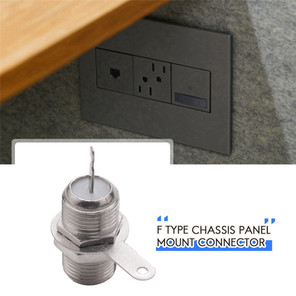 100 Pcs F Type Panel Mounted Socket Female Jack Solder Connector Adapter,100 x F Type Chassis Panel Mount Female Connector,Silver