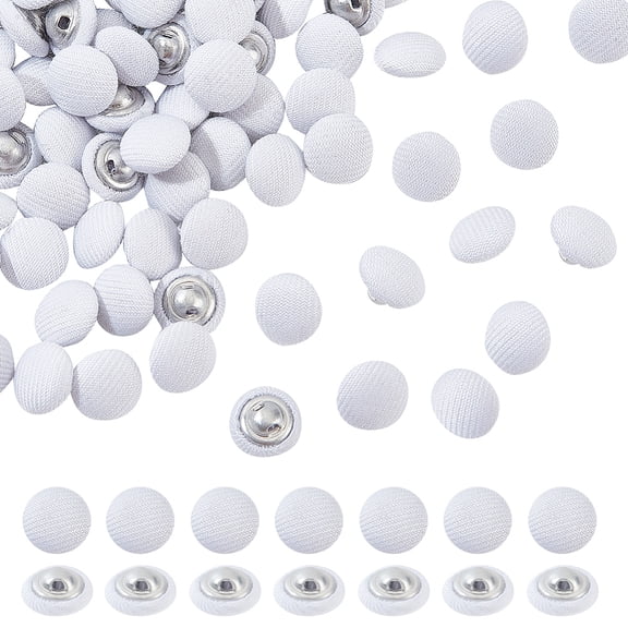 100 Pcs Fabric Covered Button 10mm White Fabric Metal Shank Buttons 1-Hole Fabric Cloth Covered Round Buttons Crafting Sewing Shank Buttons for making
