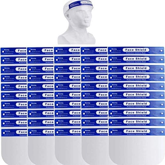 100 Pcs Face Shield, Pet Plastic Safety Face Shield Adjustable Transparent Full Face Anti-Spitting Protective Mask Hat Protect Eyes and Face Protection by Dearskin (100 Pcs)