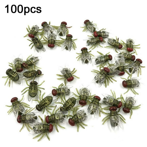 100 Pcs Fake Flies Plastic Simulated Fly Joke Toys Prank Party Favors