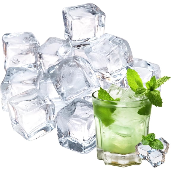 100 Pcs Fake Ice Cube 0.7'' Acrylic Ice Cube, Reusable Ice Cubes Vase Fillers for Centerpieces (White)