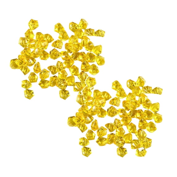 100 Pcs Fake Ice Rocks, Acrylic Gems Crystals Plastic Diamonds Centerpiece for Vase Fillers DIY Craft Wedding Party Table Scatter Aquarium Tank Cobalt Decorations, 0.35x0.23 Inch, Orange Yellow