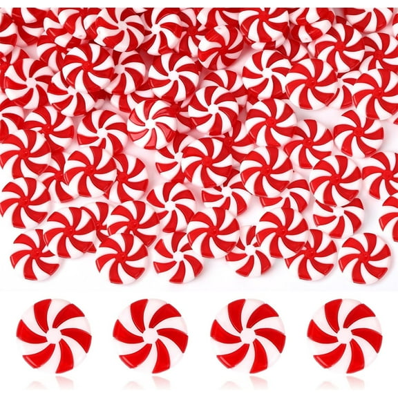100 Pcs Fake Platic Candy Christmas Decorations,1In Red and White Christmas Candy Ornaments,Windmill Candy for Party Favors Supplies