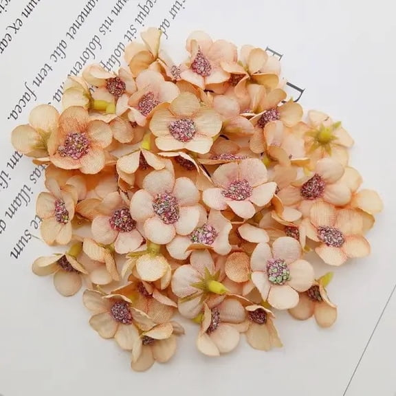 100 Pcs Faux Flower Heads, Mini Flowers for Crafts, Artificial Fake Flower Heads Silk Flower for DIY Scrapbooking Sewing Embellishment Crown Garland Headdress Home Wedding Decor