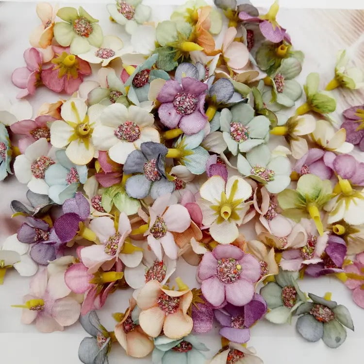 100 Pcs Faux Flower Heads, Mini Flowers for Crafts, Artificial Fake ...