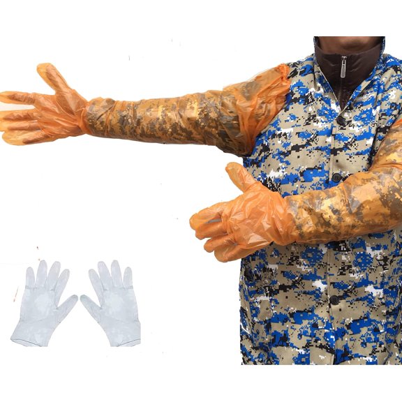 100 Pcs Field Dressing Gloves Extra Long Disposable Deer Hunting Kit for Gutting and Field Dressing