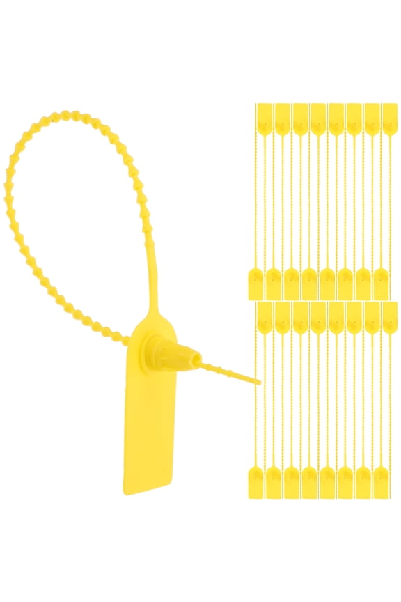 100 Pieces Yellow Plastic Security Tags Tamper Proof Self-Locking Signage Seals for Safe Use