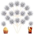 thumbnail image 1 of 100 Pcs Firework Cupcake Topper 6inch Graduation Cake Decorations Foil Frill Toothpicks Sparkle Tinsel Cocktail Picks for Party Decoration, Christmas, Picnics, Bar, Birthday, Holiday (Silver), 1 of 8