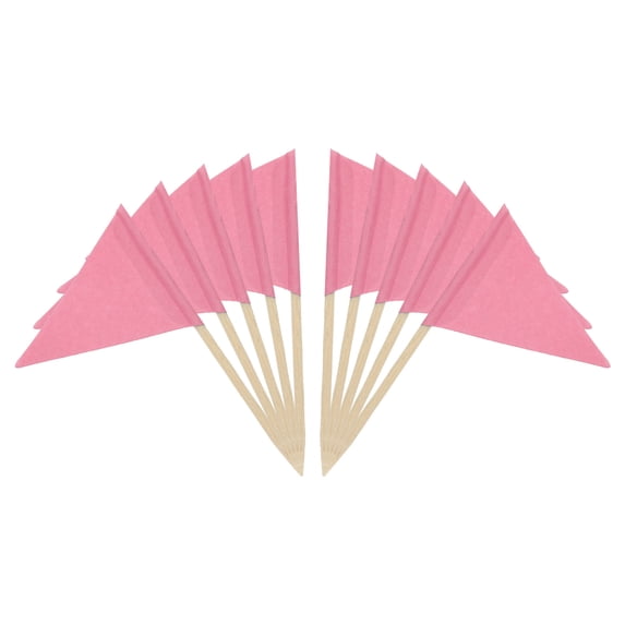 100 Pcs Flag Toothpicks Cake Toppers Cheese Markers Party Decor Colored Pink