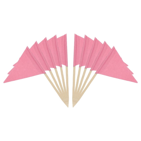 100 Pcs Flag Toothpicks Cake Toppers Cheese Markers Party Decor Colored Pink
