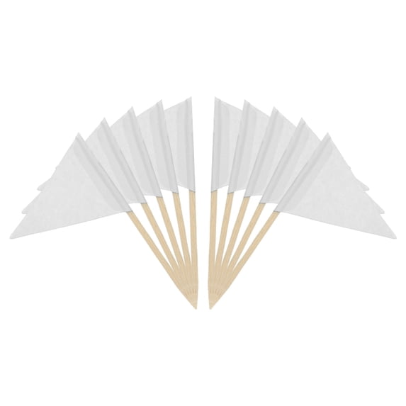 100 Pcs Flag Toothpicks Cake Toppers Cheese Markers Party Decor Colored White