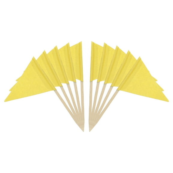100 Pcs Flag Toothpicks Cake Toppers Cheese Markers Party Decor Colored Yellow