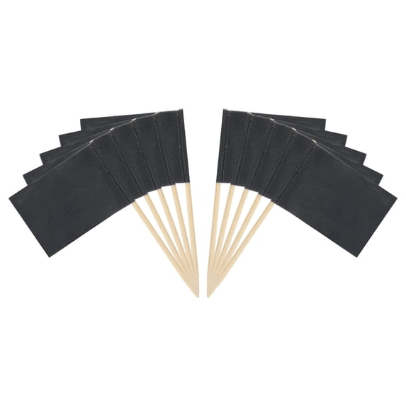 100 Pcs Flag Toothpicks Cheese Markers Colored Cake Toppers Black