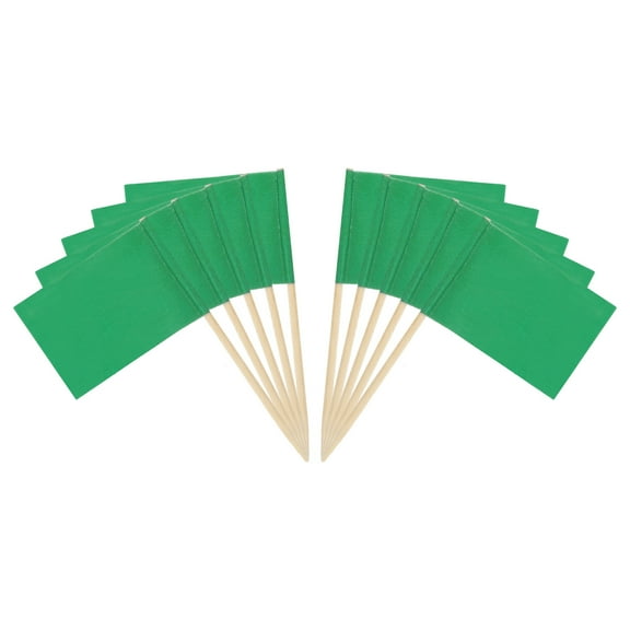 100 Pcs Flag Toothpicks Cheese Markers Colored Cake Toppers Green