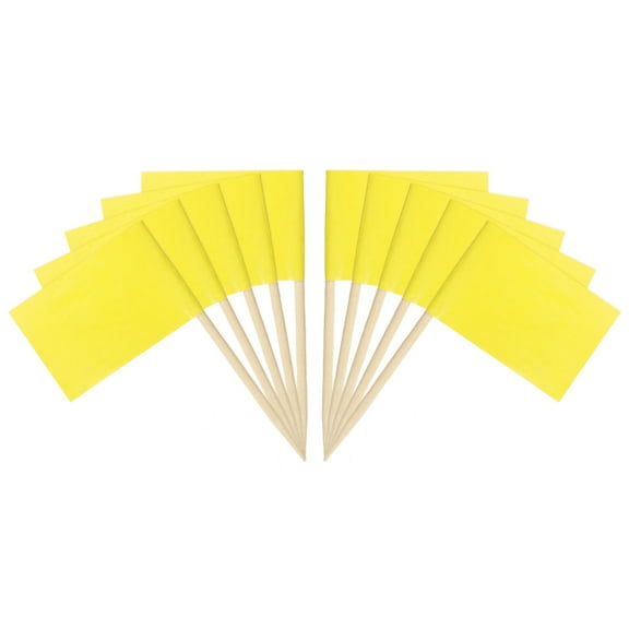 100 Pcs Flag Toothpicks Cheese Markers Colored Cake Toppers Yellow