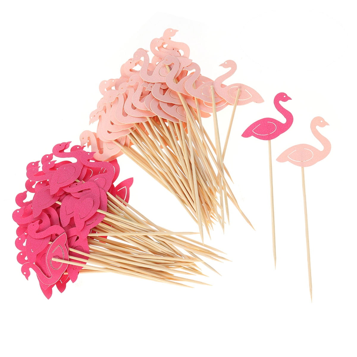 100 Pcs Flamingo Cupcake Toppers Birthday Party Cake Picks Food Decoration Supplies for Cocktail Birthday Party