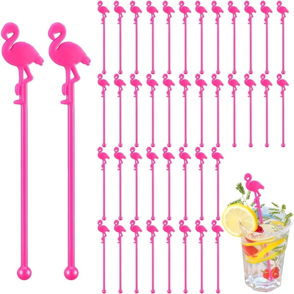 100 Pcs Flamingo Swizzle Sticks 6 Inch Fun Cocktail Stir Sticks Reusable Flamingo Food Picks Stirrers Drink Cocktail Shaker for Juices Milk Beverages Coffee Chocolate Party Decoration