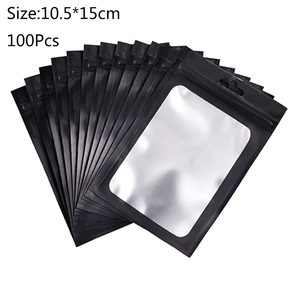 100 Pcs Flat Foil Zip Lock Bags Bath Salt Cosmetic Bag One Side Clear Mini Thick Mylar