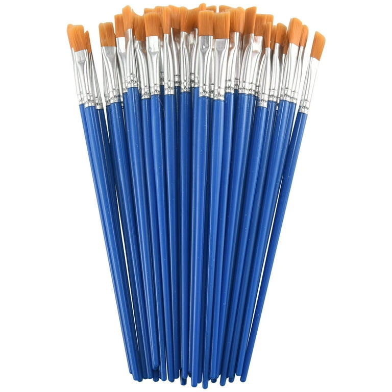 100 Pcs Flat Paint Brushes,Small Brush Bulk for Detail Painting,Hair