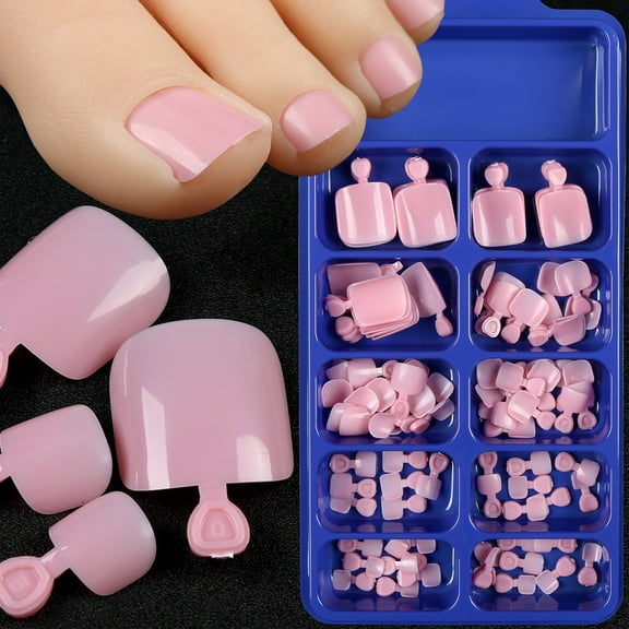 100 Pcs Flesh Tone Short Press On Toenails Easy Wear Natural Stylish Artificial Nails for Women