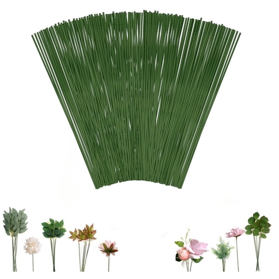 100 Pcs Floral Wire 18 Gauge Paper Covered Floral Wire Stems for DIY Crafts, Artificial Flower Arrangements Floral Wire (14inch, Dark Green)