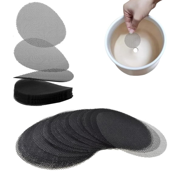 100 Pcs Flower Pot Hole Mesh Pads,Bonsai Bottom Grid Mat,Plant Pot Mesh Mat,Rounds Drainage Mesh Pad,Planter Mesh Drainage Screen,Keep Soil from Flowing Away,Gardening Gifts,1.8 in ch,Black