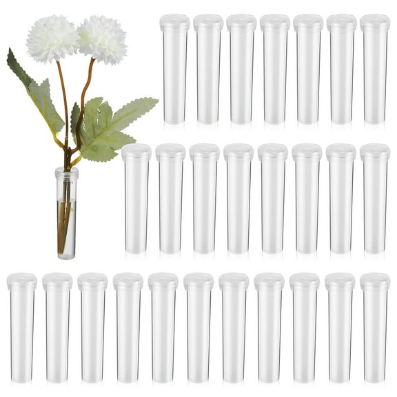 100 Pcs Flower Preservation Tube Single Water Hydroponics Flowers Vases Plant Stand Transparent