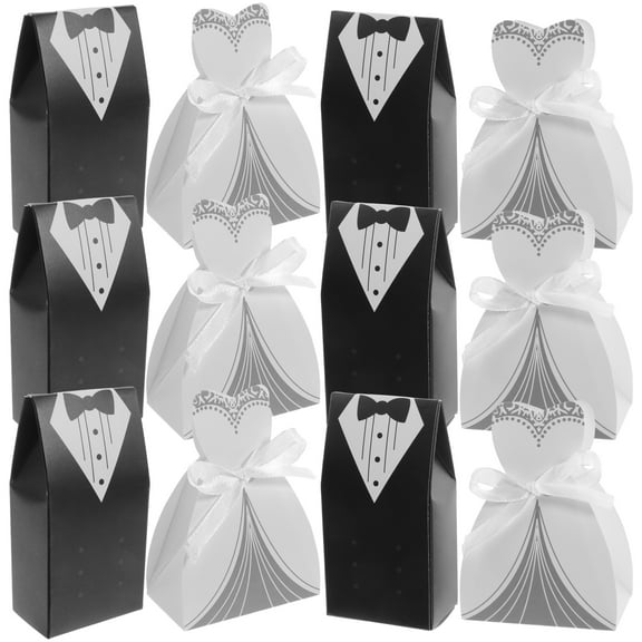 100 Pcs Wedding Favor Boxes Flowerpot Style Box Dress Tuxedo Candy Shower