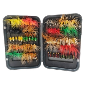 100 Pcs Fly Fishing Flies Kit with Hook in Sizes 10, 12, 14, Multi-Color Fly Fishing Lures Set, Hand-Tied Feather Flies for Trout Panfish, 5.5 x 3.7 x 1.1 in