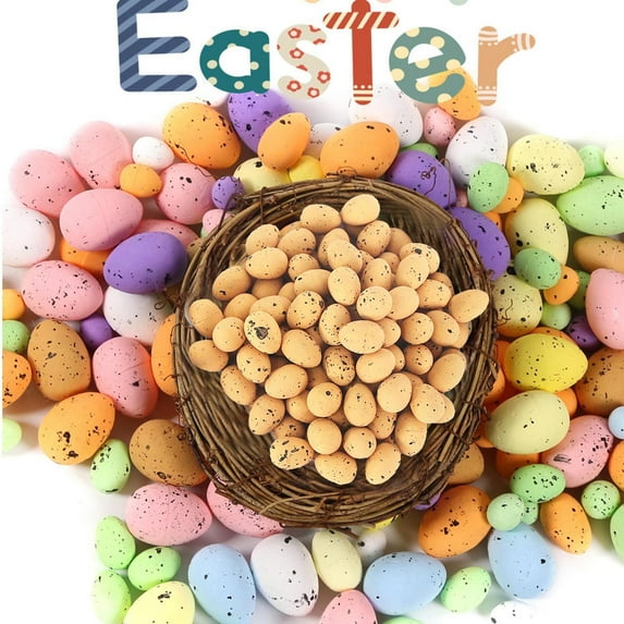 100 Pcs Foam Easter Eggs, 0.71" Pastel Speckled Easter Eggs for Indoor Table Centerpiece Decoration, Party Favor, Bowl Fillers Wreath Garland (Coffee)