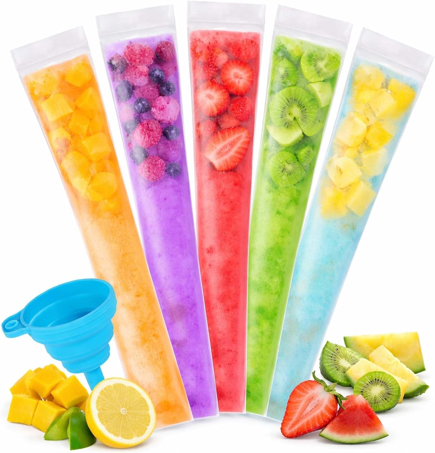 100 Pcs Food-Grade Disposable Popsicle Bags, DIY Ice Popsicle Mold Bags ...