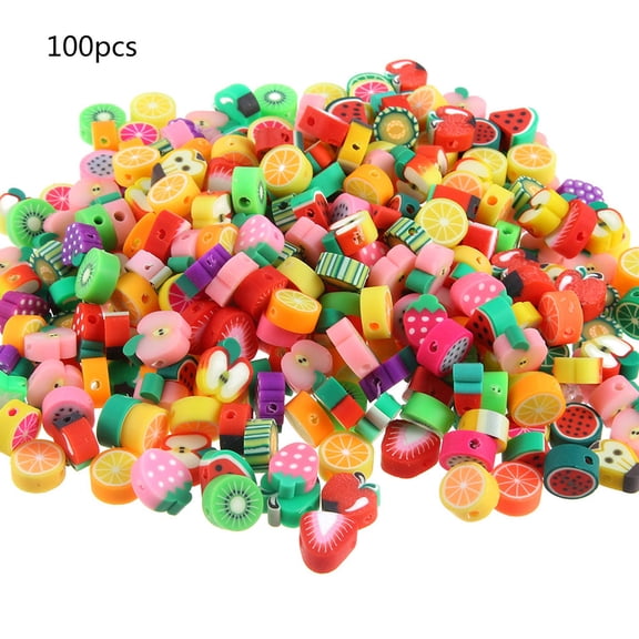 100 Pcs Fruit Soft Pottery Beads Assorted Mix Fruit Heishi Beads for Making Jewelry Crafts Making(Fruit)