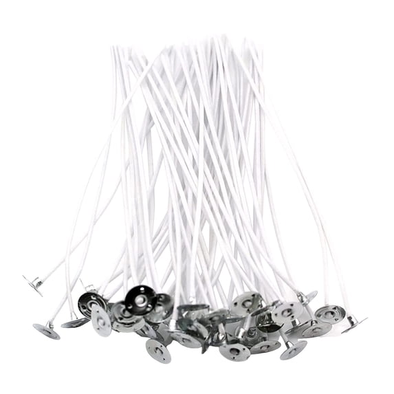 Amber Brook Store 100 Pcs Gray candle wicks set with metal tabs, various sizes, low smoke, for pillar candle making and DIY